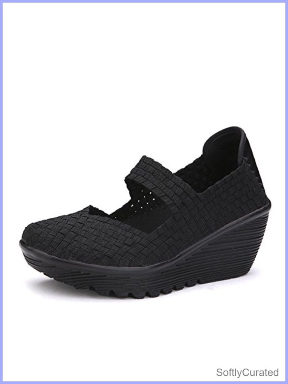 Woven Wedge Mary Jane Sandals Platform Pumps Women's Walking Shoes